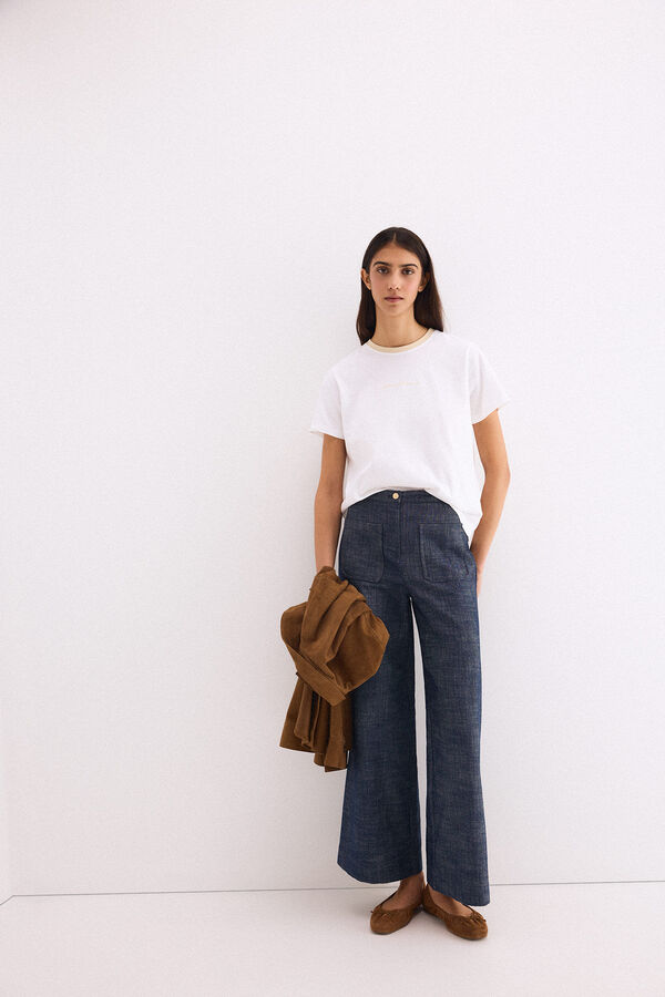 Pedro del Hierro Playera con contraste Pedro del Hierro Blanco