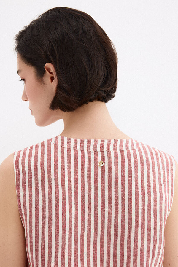 Pedro del Hierro Top lino rayas Rosa