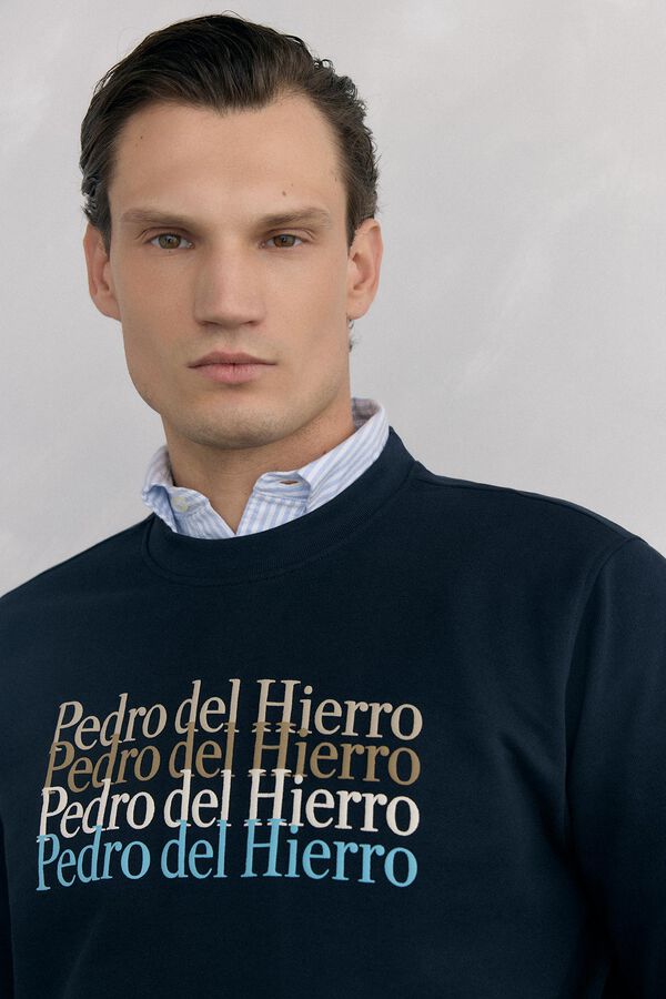 Pedro del Hierro Sudadera logo cuello caja Azul