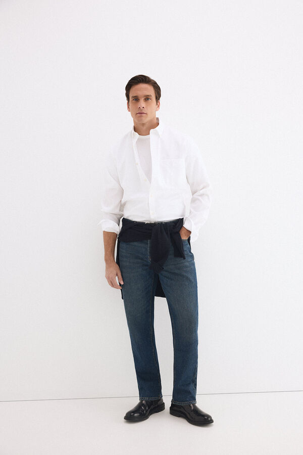 Pedro del Hierro Camisa non iron oxford liso Blanco