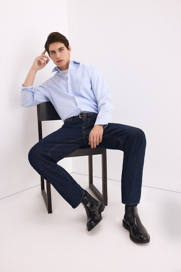 Pedro del Hierro Camisa non iron oxford liso Azul