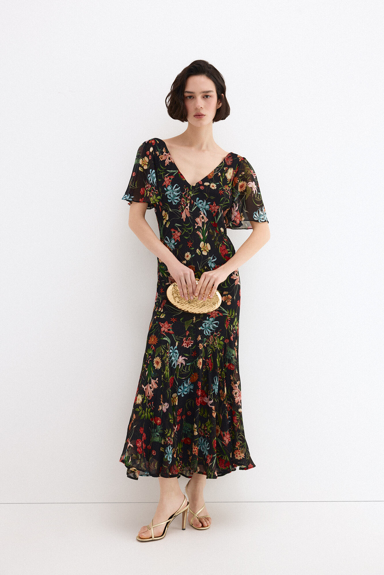 Pedro del Hierro Vestido largo estampado con cortes