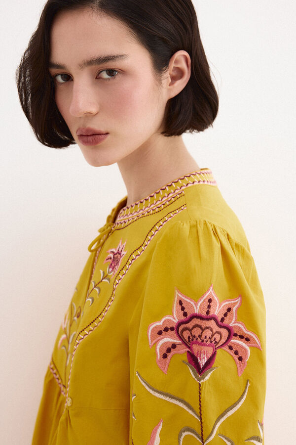 Pedro del Hierro Vestido t&uacute;nica bordados Amarillo