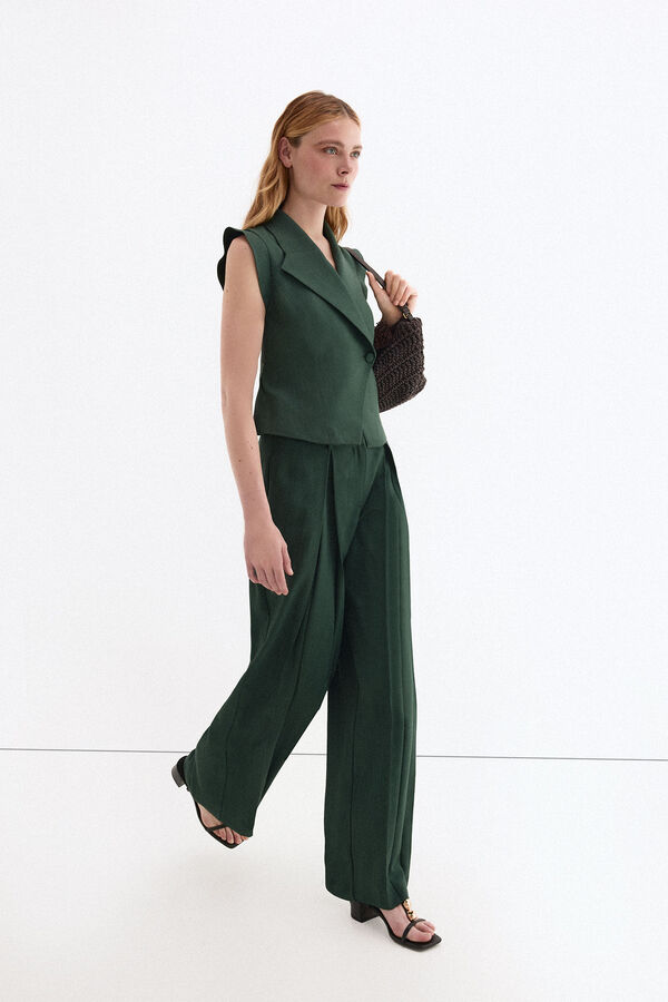 Pedro del Hierro Pantal&oacute;n wide leg Verde