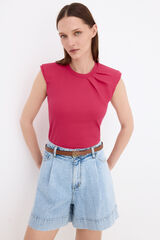 Pedro del Hierro Camiseta manga corta detalle en hombro Rosa