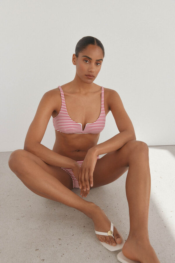 Pedro del Hierro Bikini panty cl&aacute;sico y top halter de piqu&eacute; Rosa