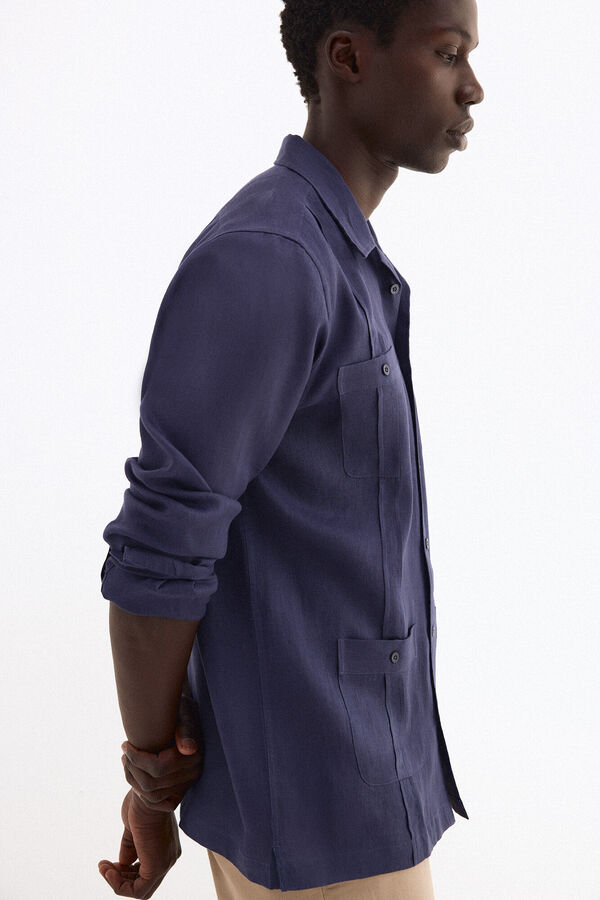 Pedro del Hierro Guayabera lino Azul