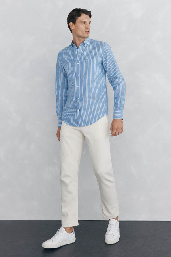 Pedro del Hierro Camisa de rayas oxford non iron Azul
