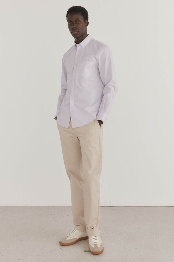 Pedro del Hierro Camisa non iron + antimanchas lisa Morado