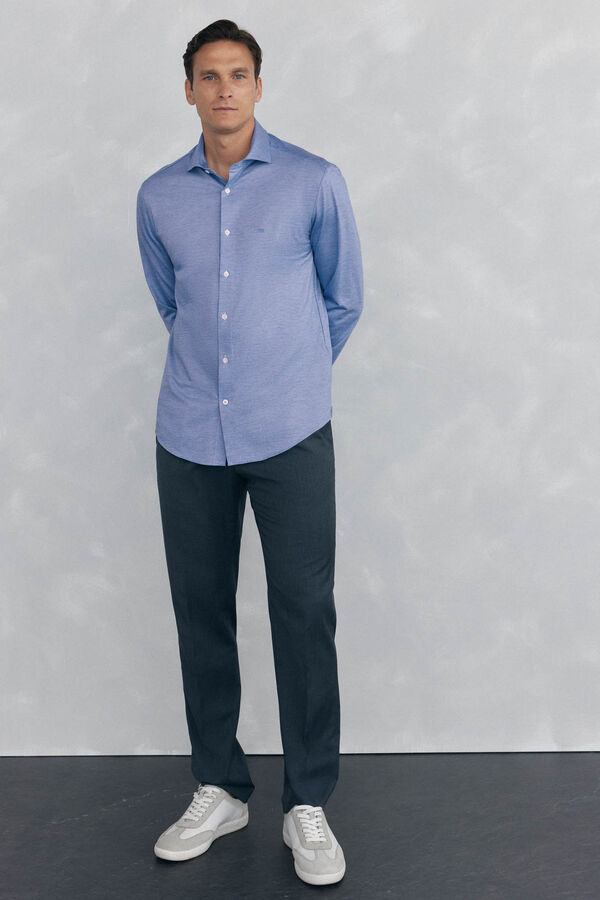 Pedro del Hierro Camisa lisa de punto Azul