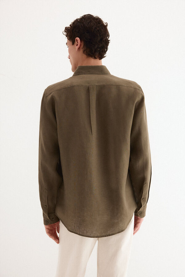 Pedro del Hierro Camisa lino lisa Verde