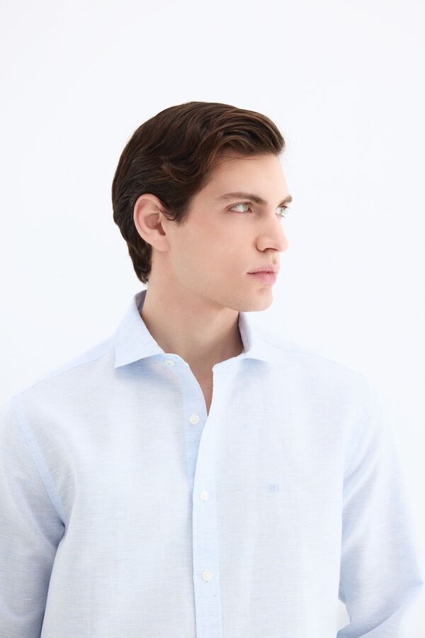 Pedro del Hierro Camisa de vestir estructura lino f&aacute;cil plancha Azul