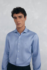 Pedro del Hierro Camisa lisa twill f&aacute;cil plancha + anti olor slim fit Azul