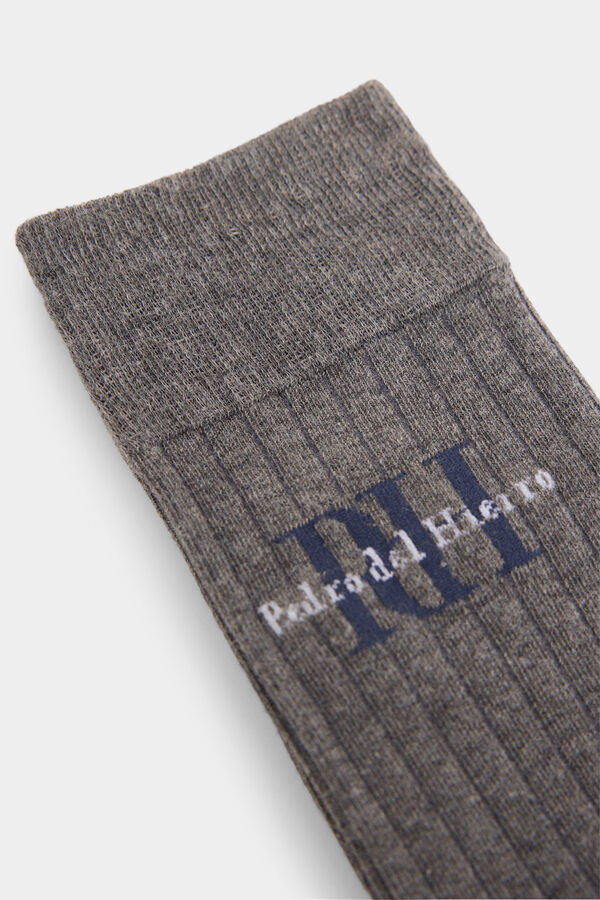 Pedro del Hierro Calcet&iacute;n algod&oacute;n logo Gris