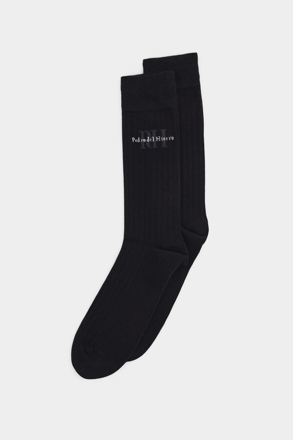 Pedro del Hierro Calcet&iacute;n algod&oacute;n logo Negro