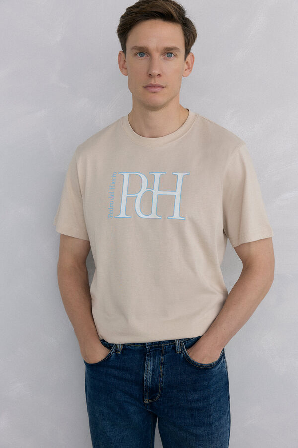 Pedro del Hierro Camiseta logo grande Beige