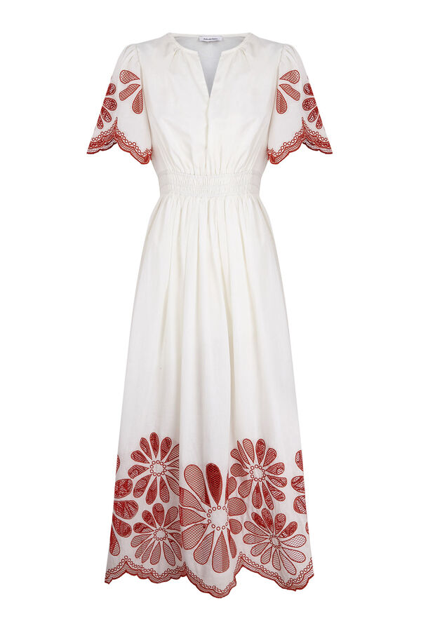 Pedro del Hierro Vestido rom&aacute;ntico encaje Crudo