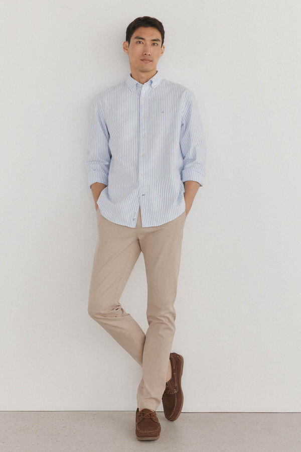 Pedro del Hierro Camisa iconic oxford de raya candela Azul