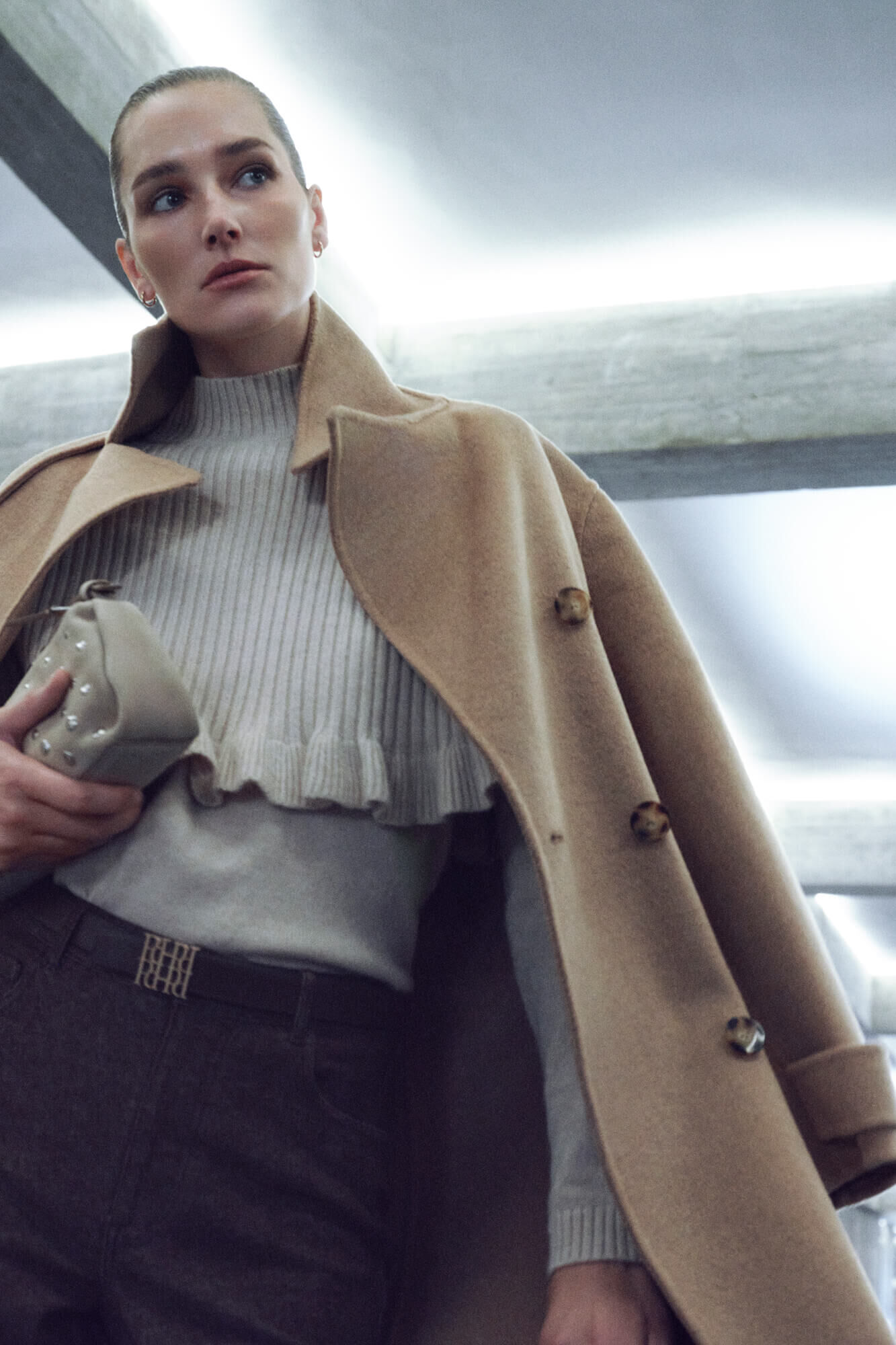 Pedro del Hierro Abrigo largo pa&ntilde;o tipo trench