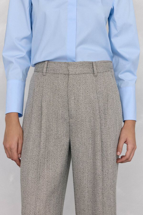 Pedro del Hierro Pantal&oacute;n recto de textura espiga Gris