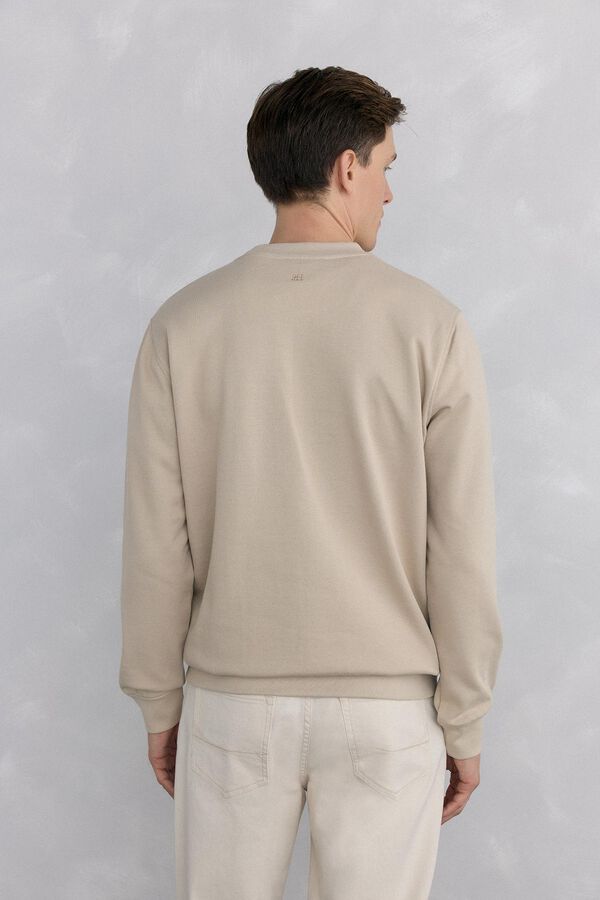 Pedro del Hierro Sudadera logo cuello caja Beige