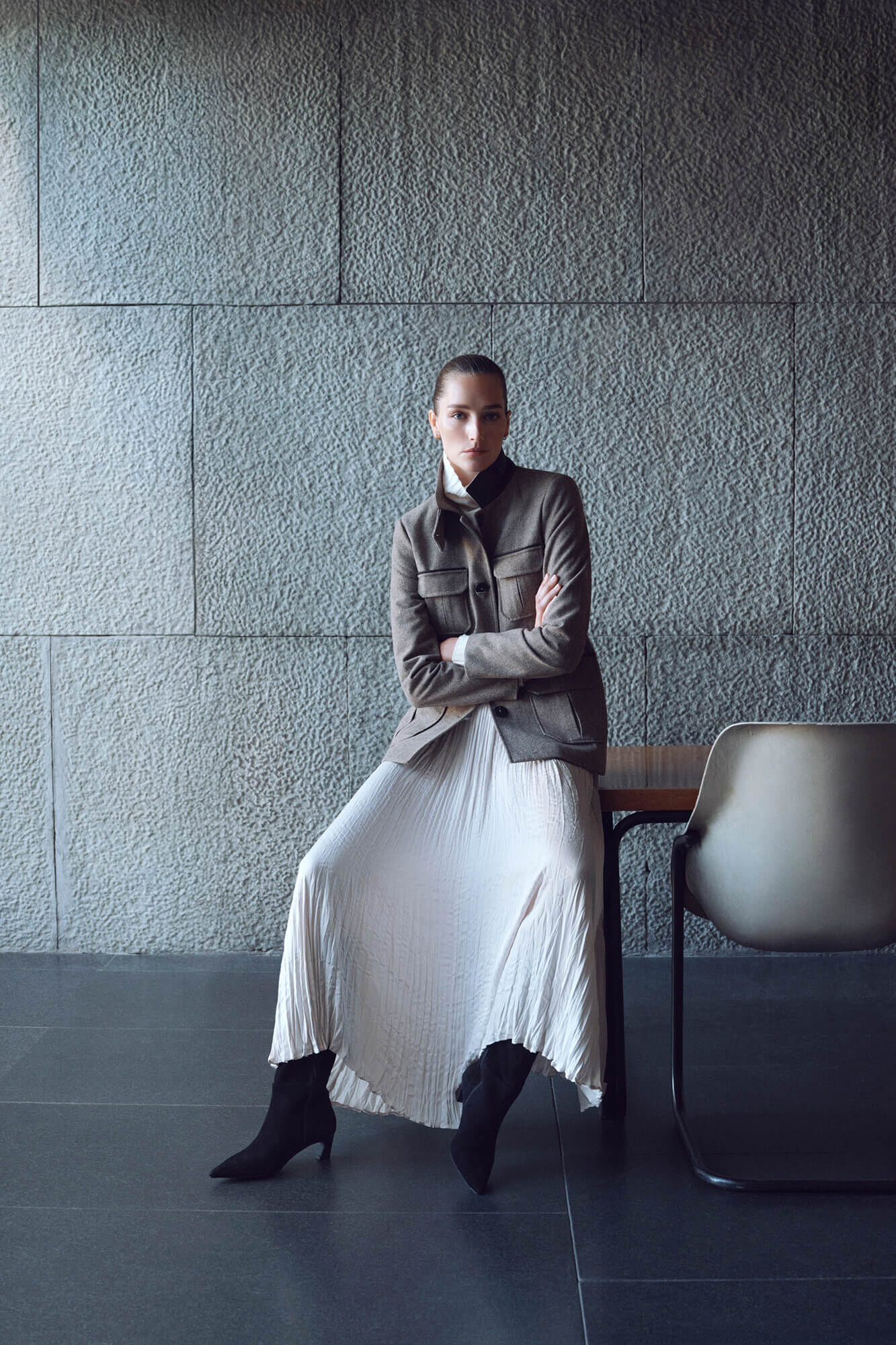 Pedro del Hierro Falda plisada satinada