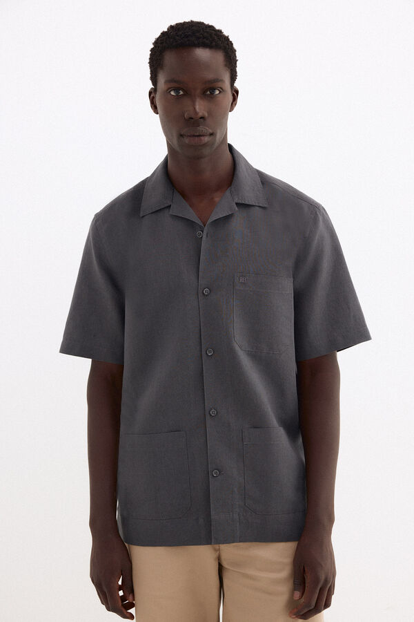 Pedro del Hierro Guayabera lino manga corta Gris