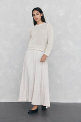 Pedro del Hierro Falda plisada satinada Beige