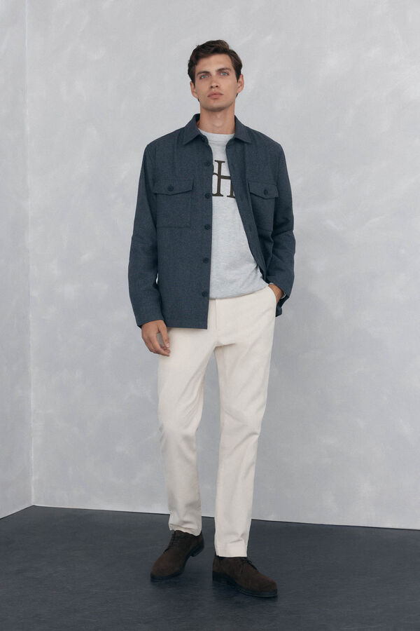 Pedro del Hierro Sobrecamisa lana lisa Gris