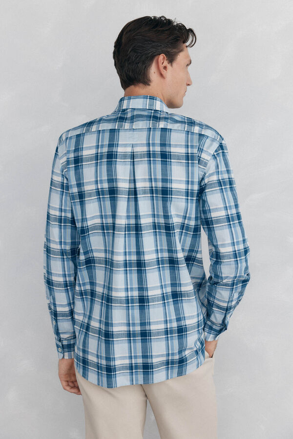 Pedro del Hierro Camisa cuadros tejido flam&eacute; Beige