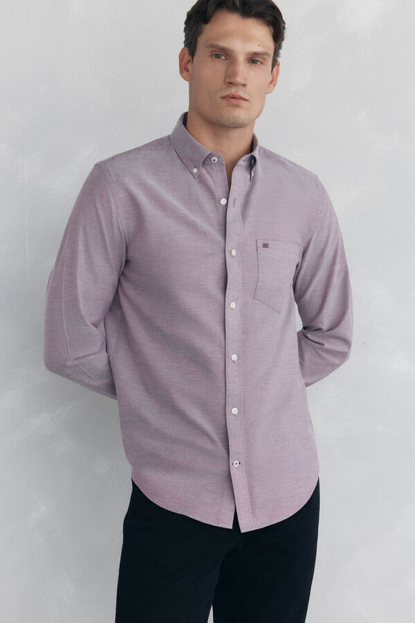 Pedro del Hierro Camisa non iron oxford liso Burdeos