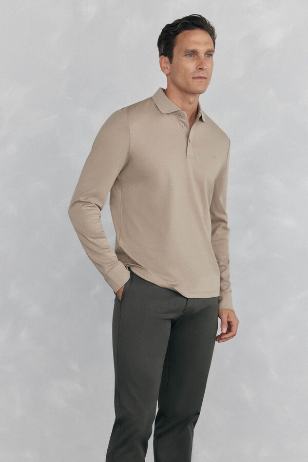 Pedro del Hierro Polo mercerizado manga larga Beige