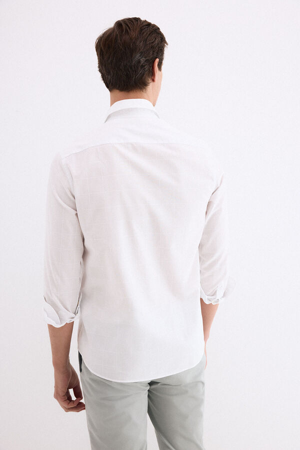 Pedro del Hierro Camisa popel&iacute;n labrado cuadros Blanco