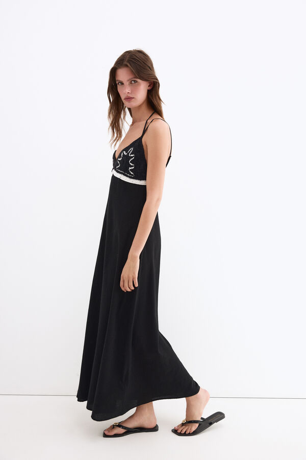 Pedro del Hierro Vestido playero crochet Negro