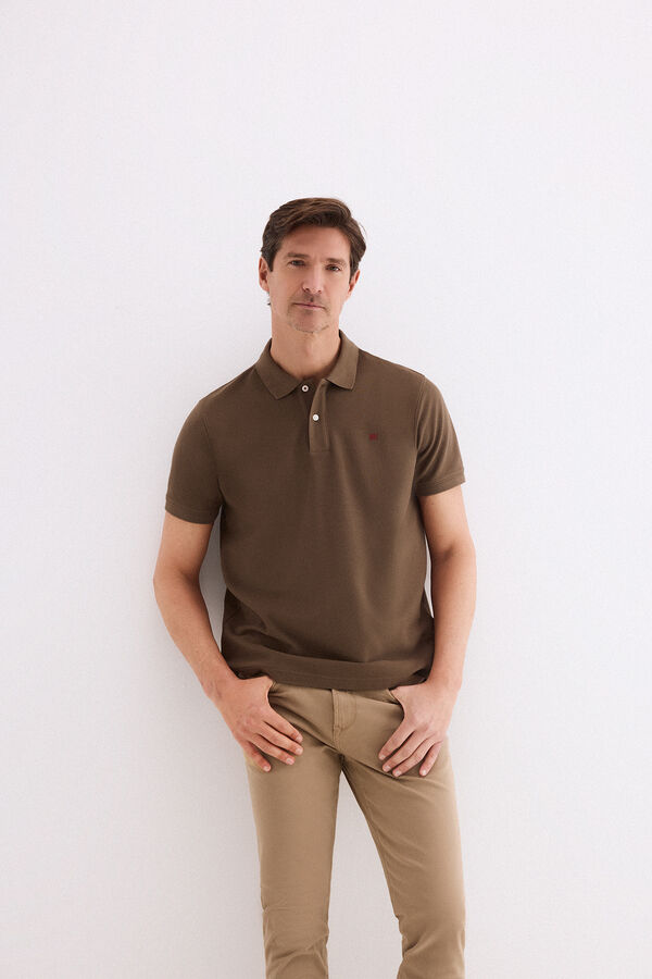 Pedro del Hierro Polo b&aacute;sico piqu&eacute; Marr&oacute;n
