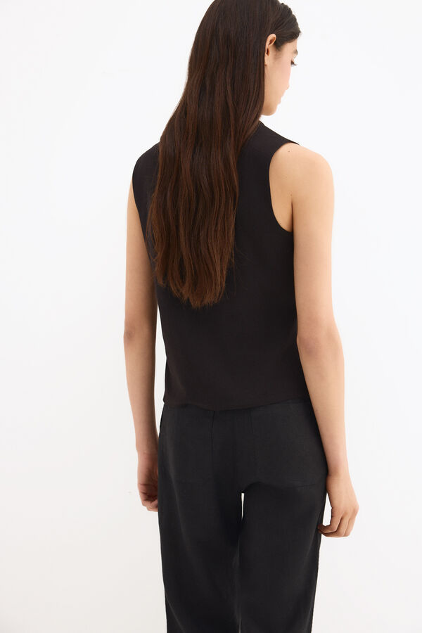 Pedro del Hierro Camiseta sin mangas aplique hombro Negro