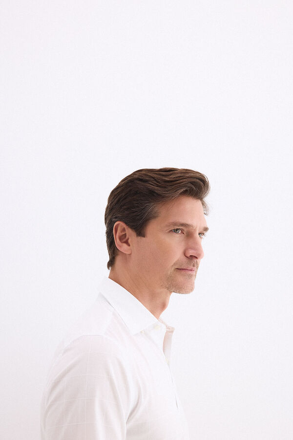 Pedro del Hierro Camisa popel&iacute;n labrado cuadros Blanco