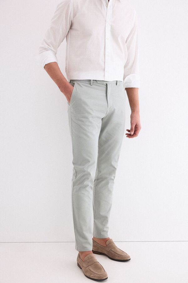 Pedro del Hierro Chino print slim Verde