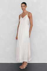 Pedro del Hierro Vestido lencero con detalle de frunces Beige