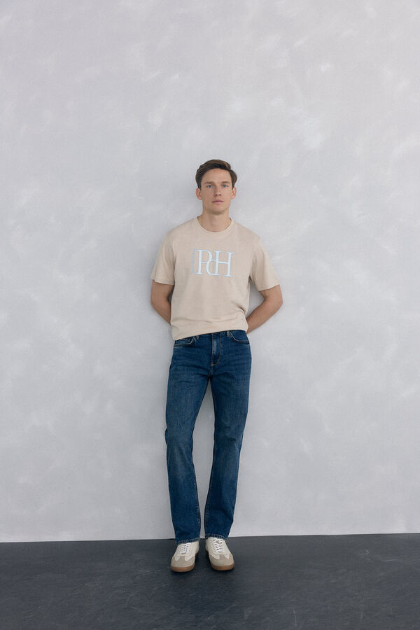 Pedro del Hierro Camiseta logo grande Beige