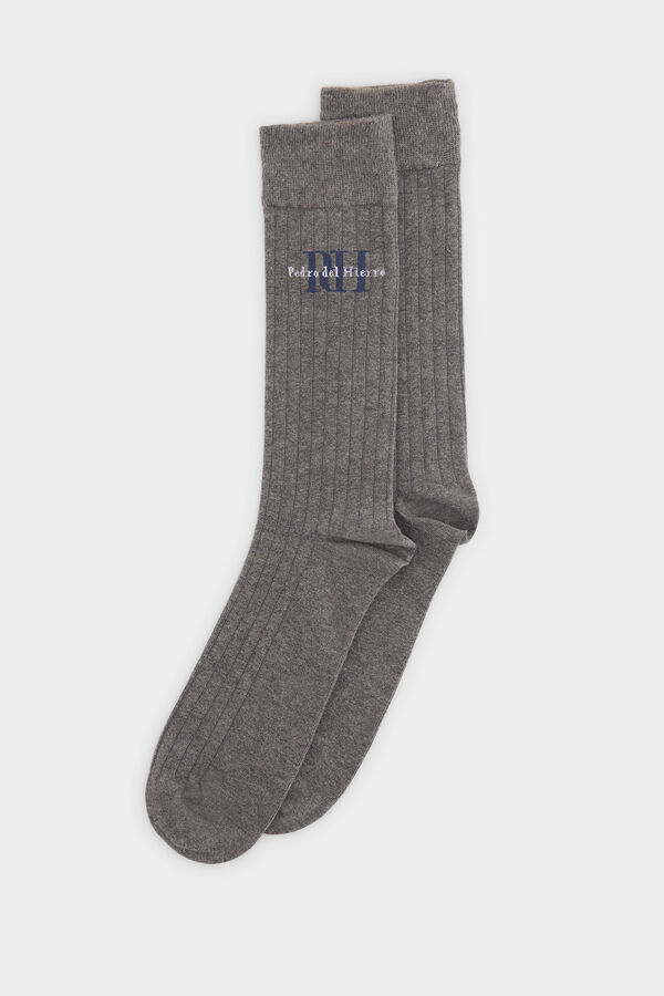 Pedro del Hierro Calcet&iacute;n algod&oacute;n logo Gris
