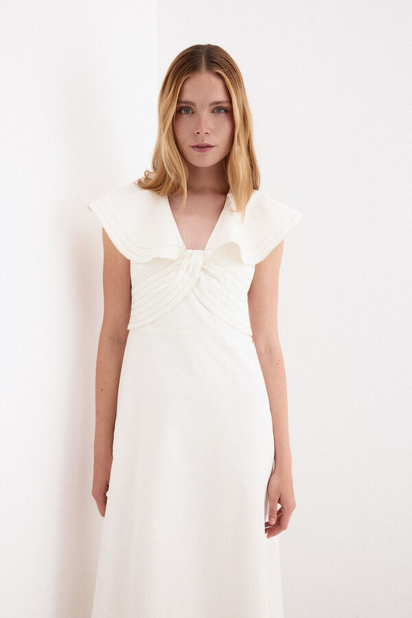 Pedro del Hierro Vestido midi volantes Blanco