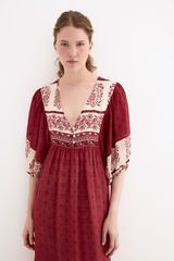 Pedro del Hierro Vestido t&uacute;nica estampado floral Burdeos