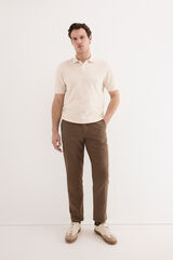Pedro del Hierro Pantal&oacute;n lino worker regular Marr&oacute;n