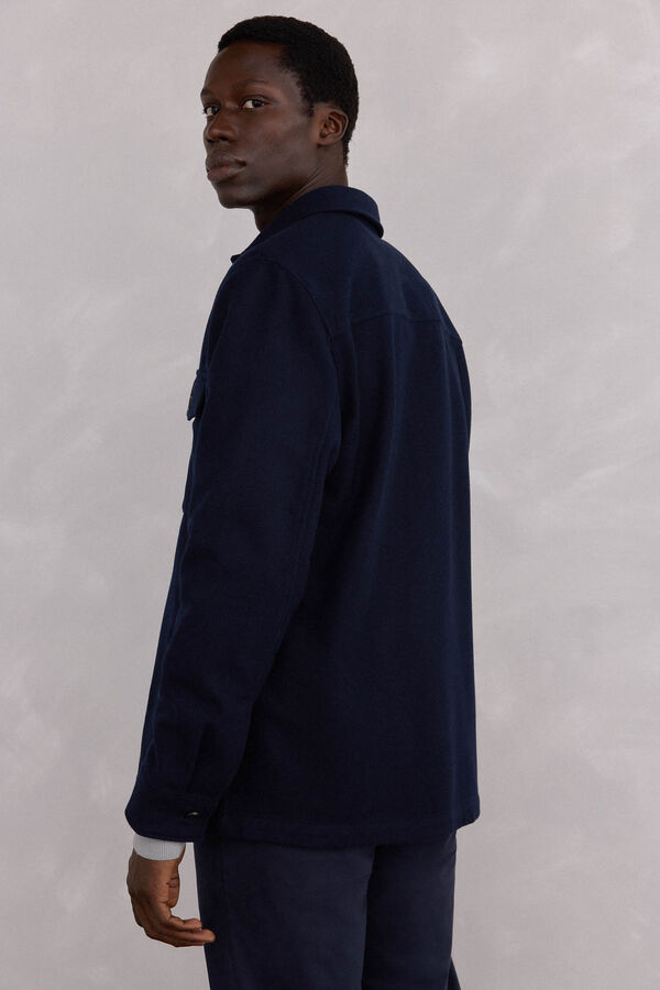 Pedro del Hierro Sobrecamisa de lana lisa Azul