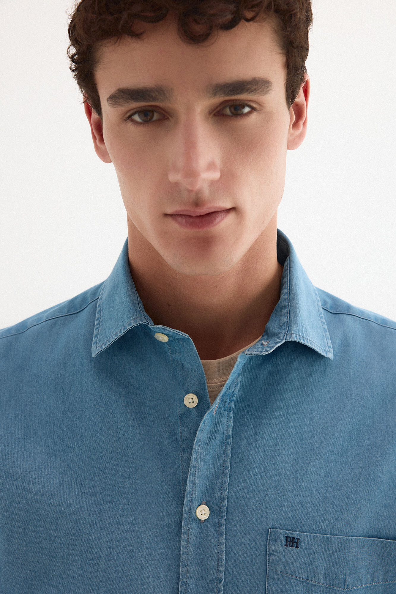 Pedro del Hierro Camisa denim tejido italiano