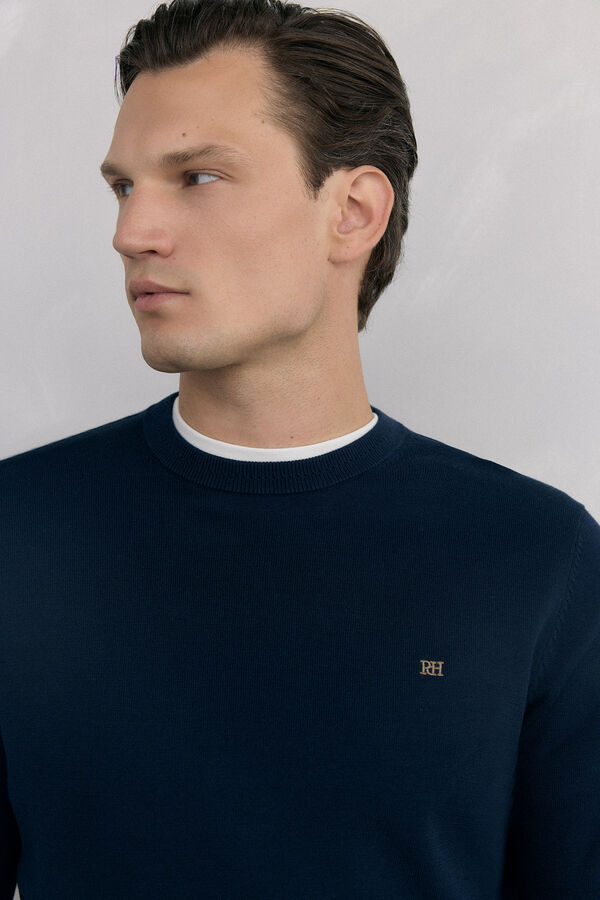Pedro del Hierro Jersey punto algod&oacute;n premium cuello caja Azul