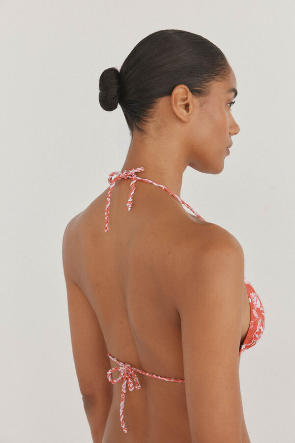 Pedro del Hierro Bikini top triangular estampado. Rojo