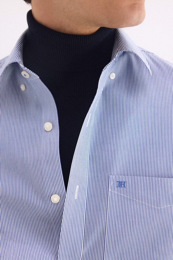 Pedro del Hierro Camisa non iron + antimanchas rayas Azul