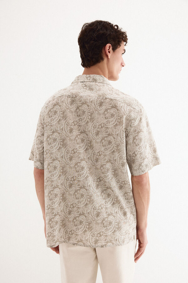 Pedro del Hierro Camisa estampada manga corta Beige